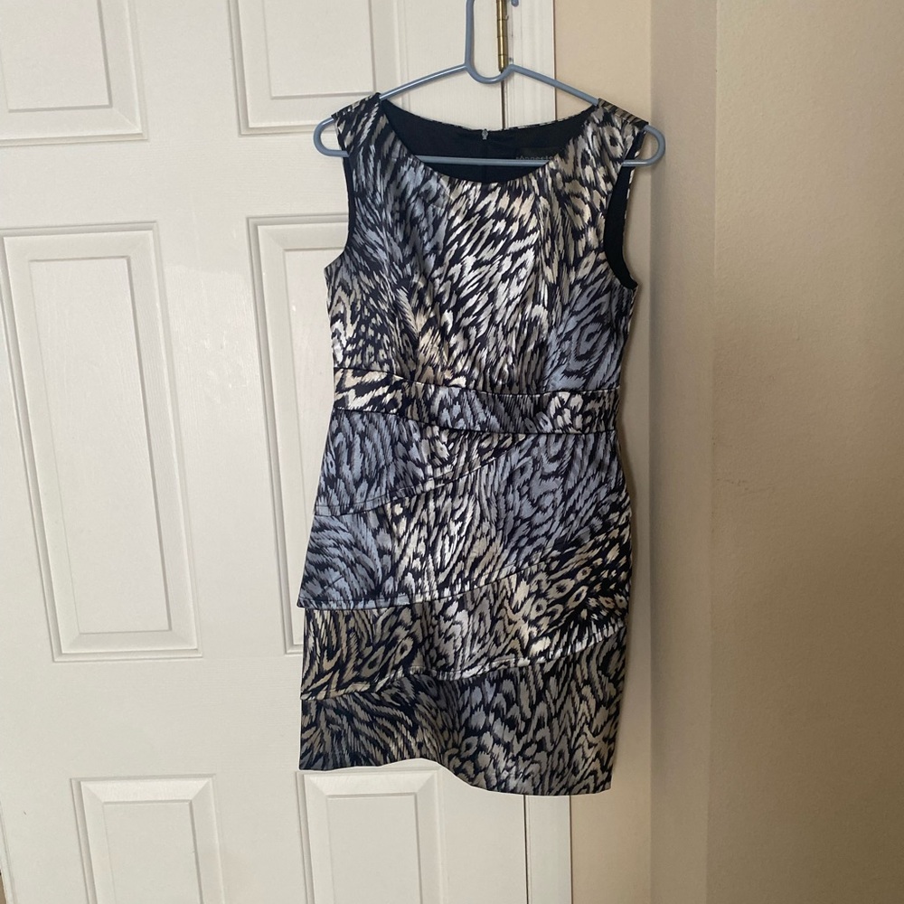 Connected dress silver tones with black